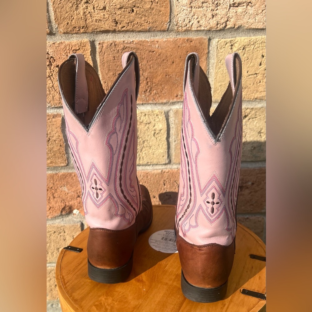 Justin Coffee Westerner Pink Luscious Cowgirl Women boot square toe-size 5.5 - Picture 4 of 11